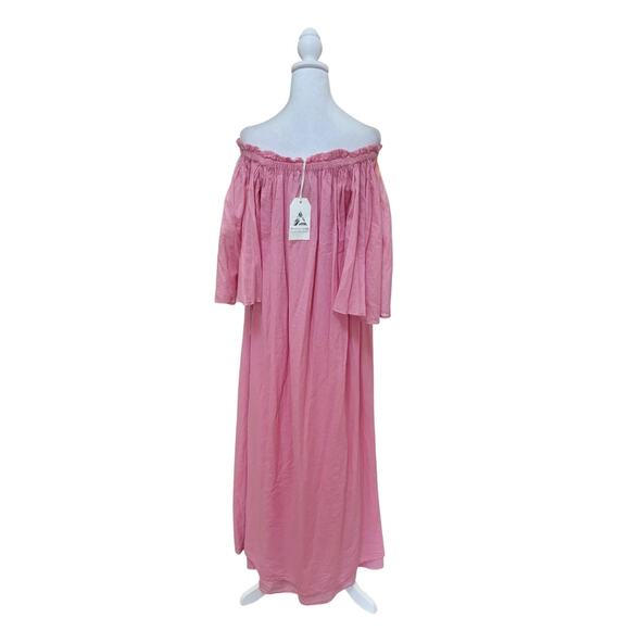 Pearl & Caviar Off Shoulder Cotton Maxi XS Pink NWT - Picture 5 of 8